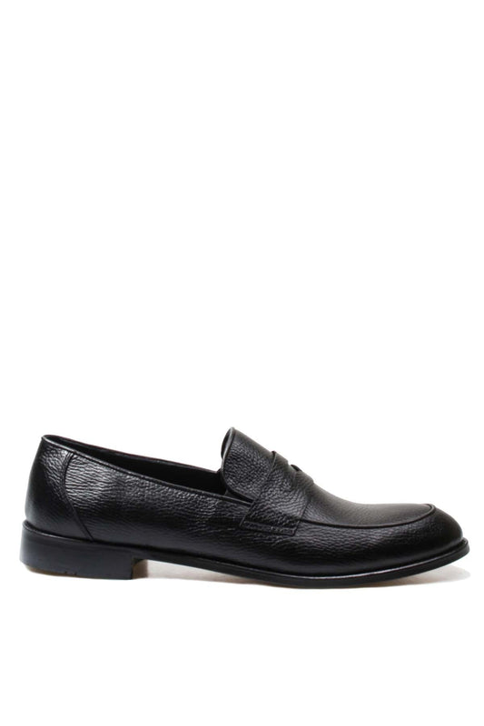 KOALA SYDNEY Men's Black Pebble Grain Leather Loafers