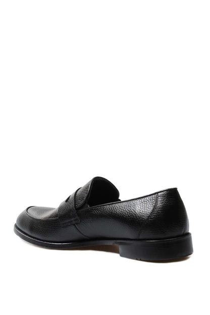 KOALA SYDNEY Men's Black Pebble Grain Leather Loafers