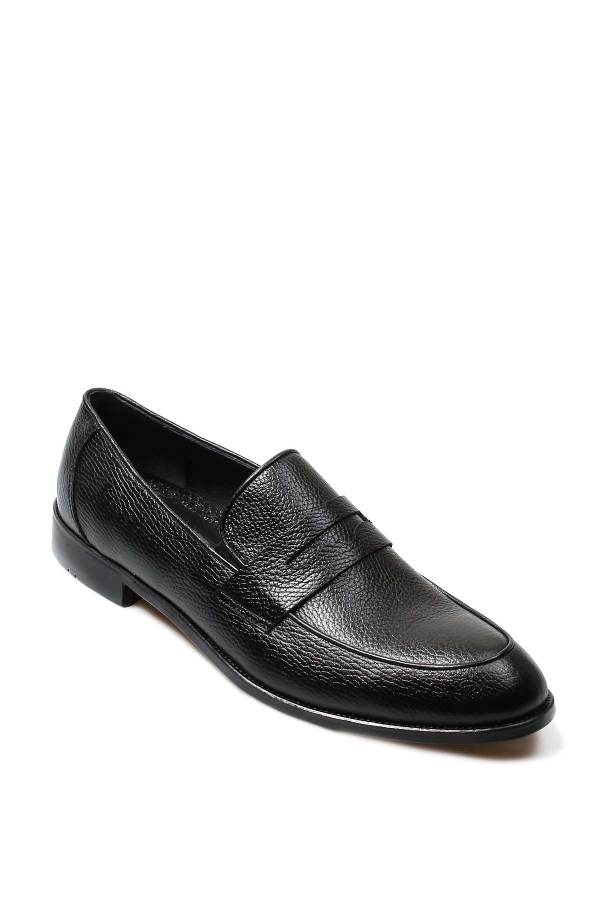 KOALA SYDNEY Men's Black Pebble Grain Leather Loafers