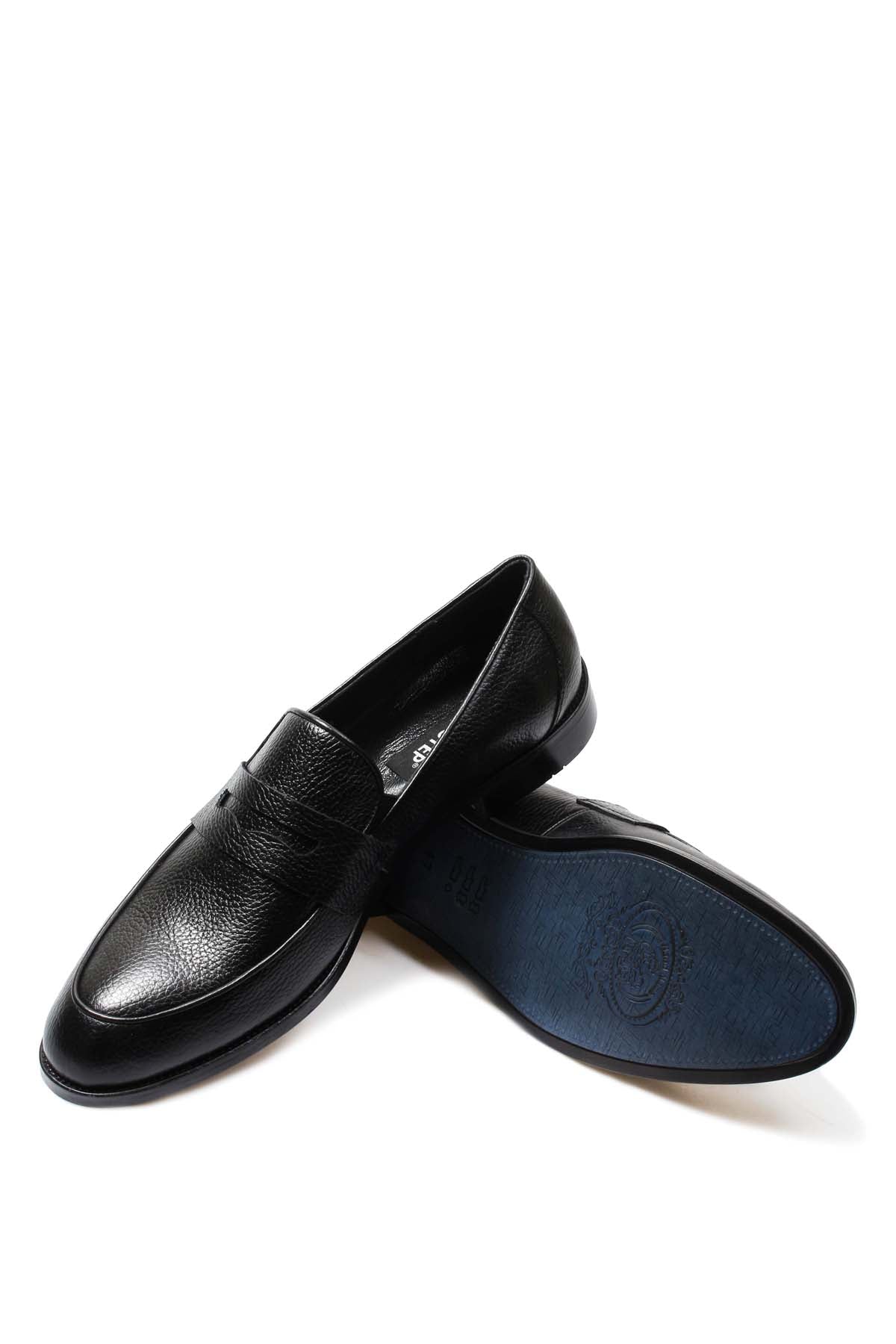 KOALA SYDNEY Men's Black Pebble Grain Leather Loafers