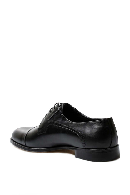 KOALA SYDNEY Men's Black Leather Derby Shoes with Brogue Detailing and Cap Toe