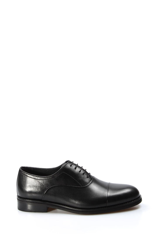 KOALA SYDNEY Men's Black Leather Cap-Toe Oxford Shoes