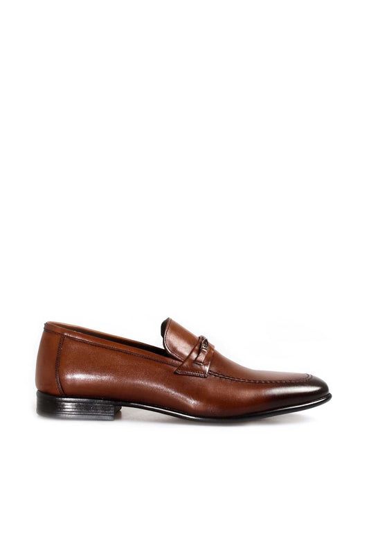 KOALA SYDNEY Men's Brown Leather Loafers with Metal Bit Detail