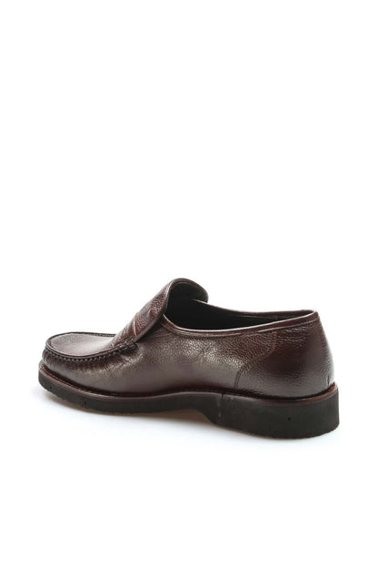 KOALA SYDNEY Men's Brown Leather Penny Loafers with Textured Finish