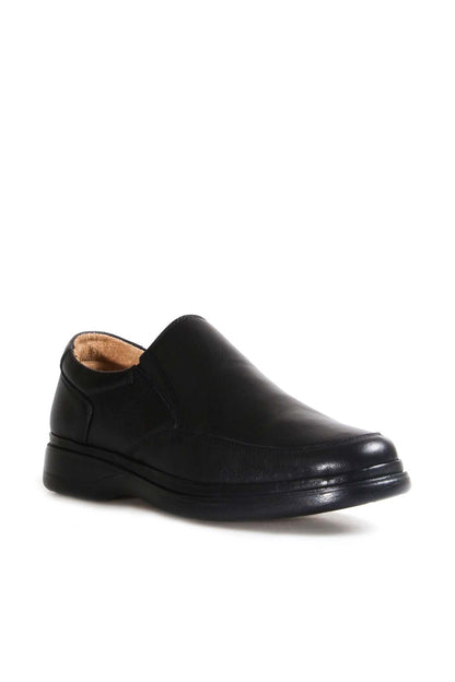 KOALA SYDNEY Men's Black Leather Slip-On Shoes with Cushioned Sole