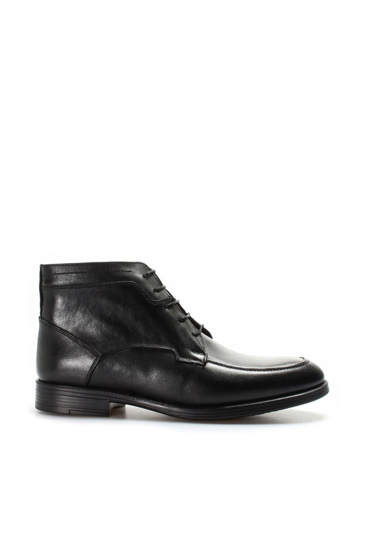 KOALA SYDNEY Men's Black Leather Ankle Boots with Lace-Up Design