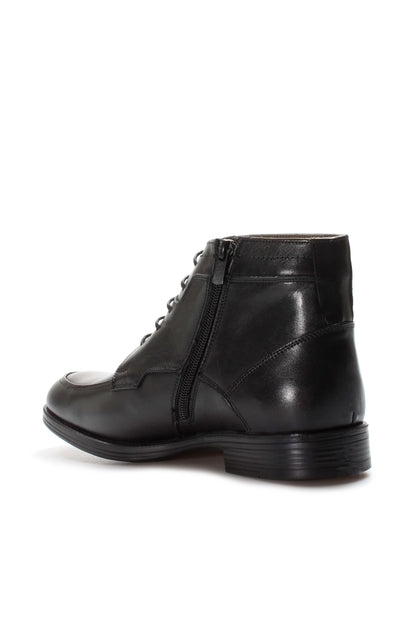 KOALA SYDNEY Men's Black Leather Ankle Boots with Lace-Up Design