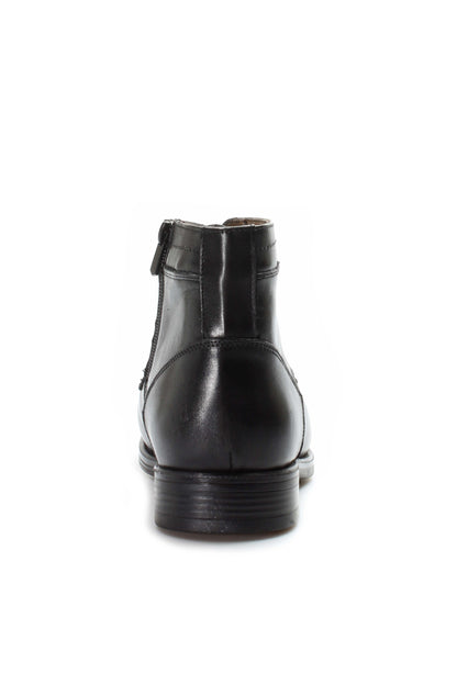 KOALA SYDNEY Men's Black Leather Ankle Boots with Lace-Up Design