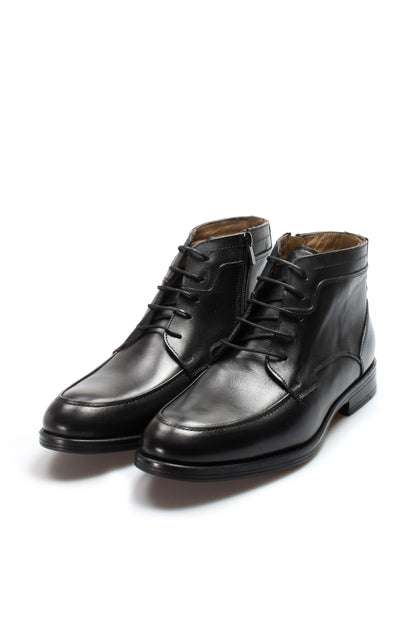 KOALA SYDNEY Men's Black Leather Ankle Boots with Lace-Up Design