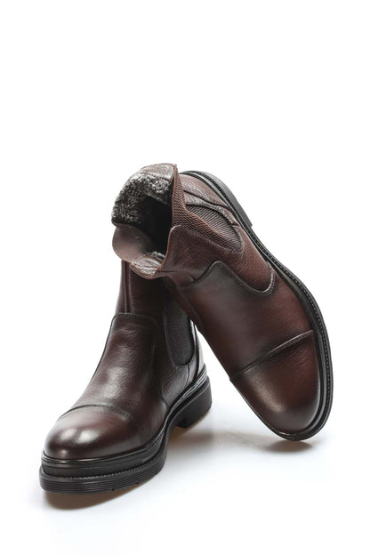 Men's Brown Leather Chelsea Boots with Chunky Sole
