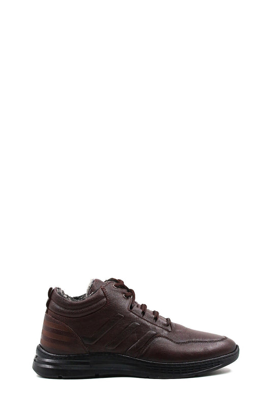 KOALA SYDNEY Men's Brown Leather Boots with Fur Lining Lace-Up Durable Sole