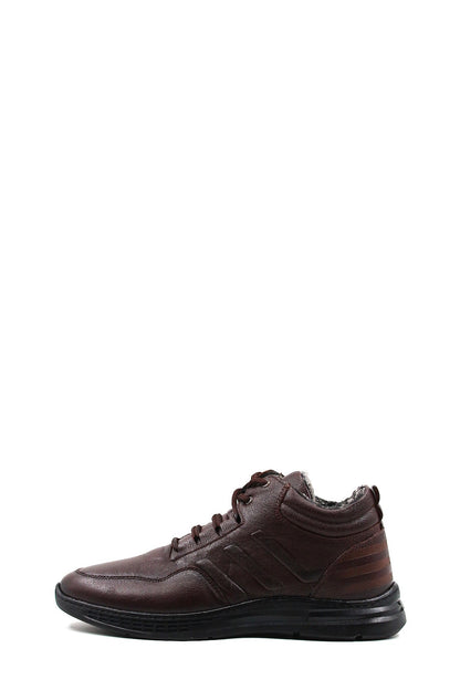 KOALA SYDNEY Men's Brown Leather Boots with Fur Lining Lace-Up Durable Sole