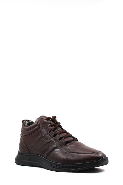 KOALA SYDNEY Men's Brown Leather Boots with Fur Lining Lace-Up Durable Sole