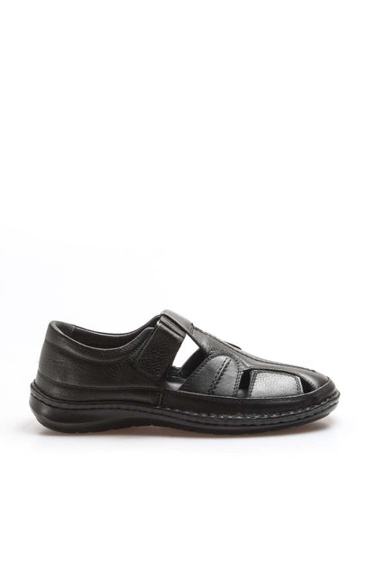 Men's Black Leather Fisherman Sandals