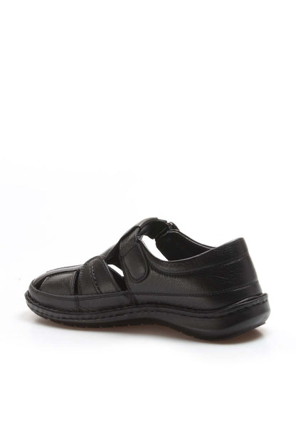 Men's Black Leather Fisherman Sandals