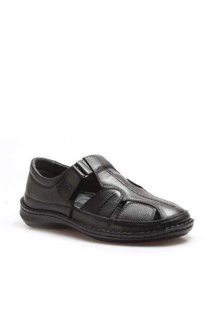 Men's Black Leather Fisherman Sandals