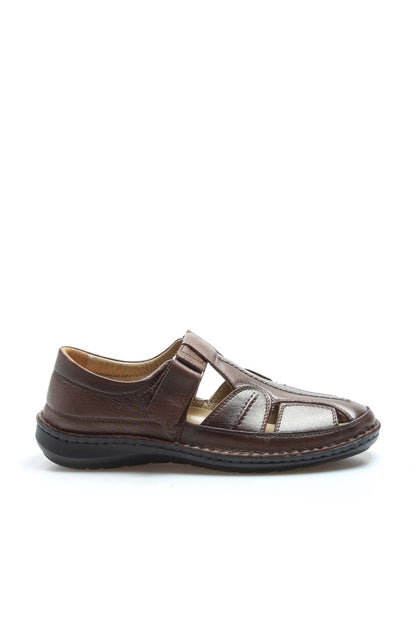 Men's Brown Leather Fisherman Sandals-Wessi