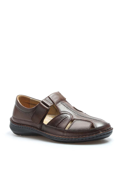 Men's Brown Leather Fisherman Sandals-Wessi