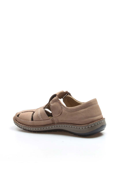 Men's Beige Leather Sandal Shoes