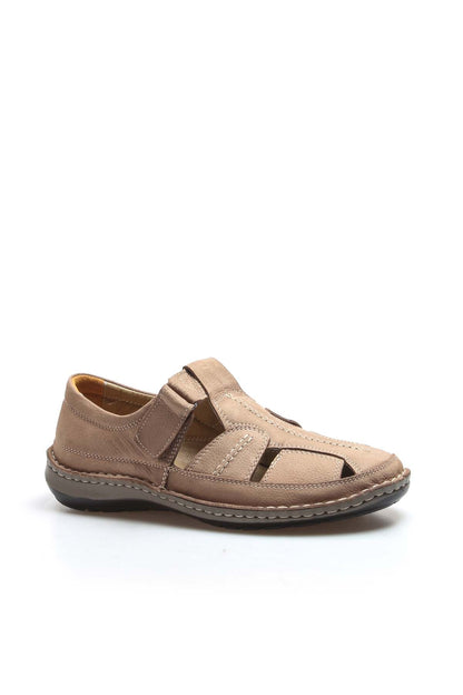 Men's Beige Leather Sandal Shoes