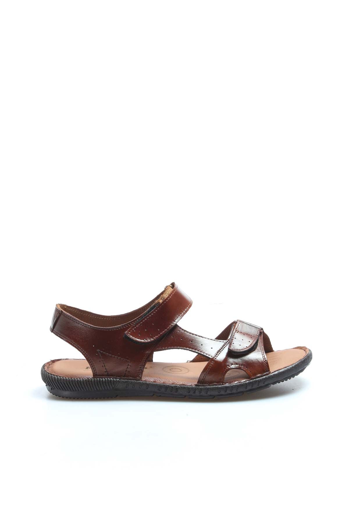 Men's Brown Leather Sandals with Adjustable Straps