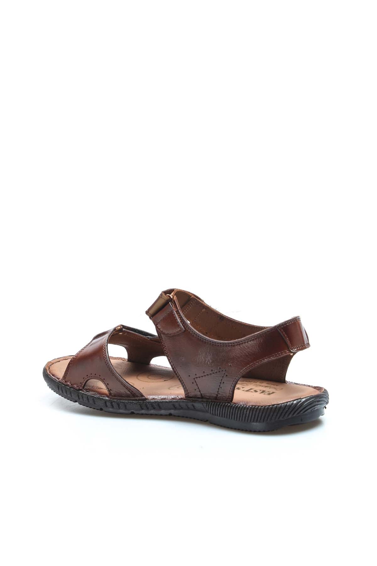 Men's Brown Leather Sandals with Adjustable Straps