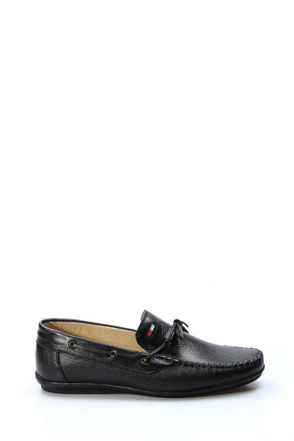 KOALA SYDNEY Men's Black Leather Loafers with Stylish Embellishments