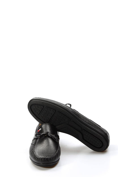 KOALA SYDNEY Men's Black Leather Loafers with Stylish Embellishments