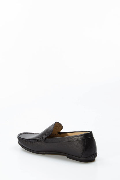 KOALA SYDNEY Men's Black Leather Loafers with Subtle Flag Accent