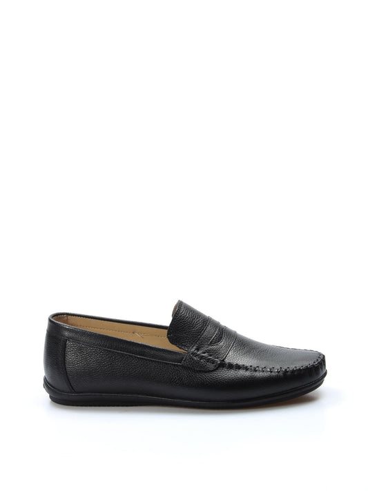 KOALA SYDNEY Men's Black Leather Penny Loafers with Hand-Stitched Detailing