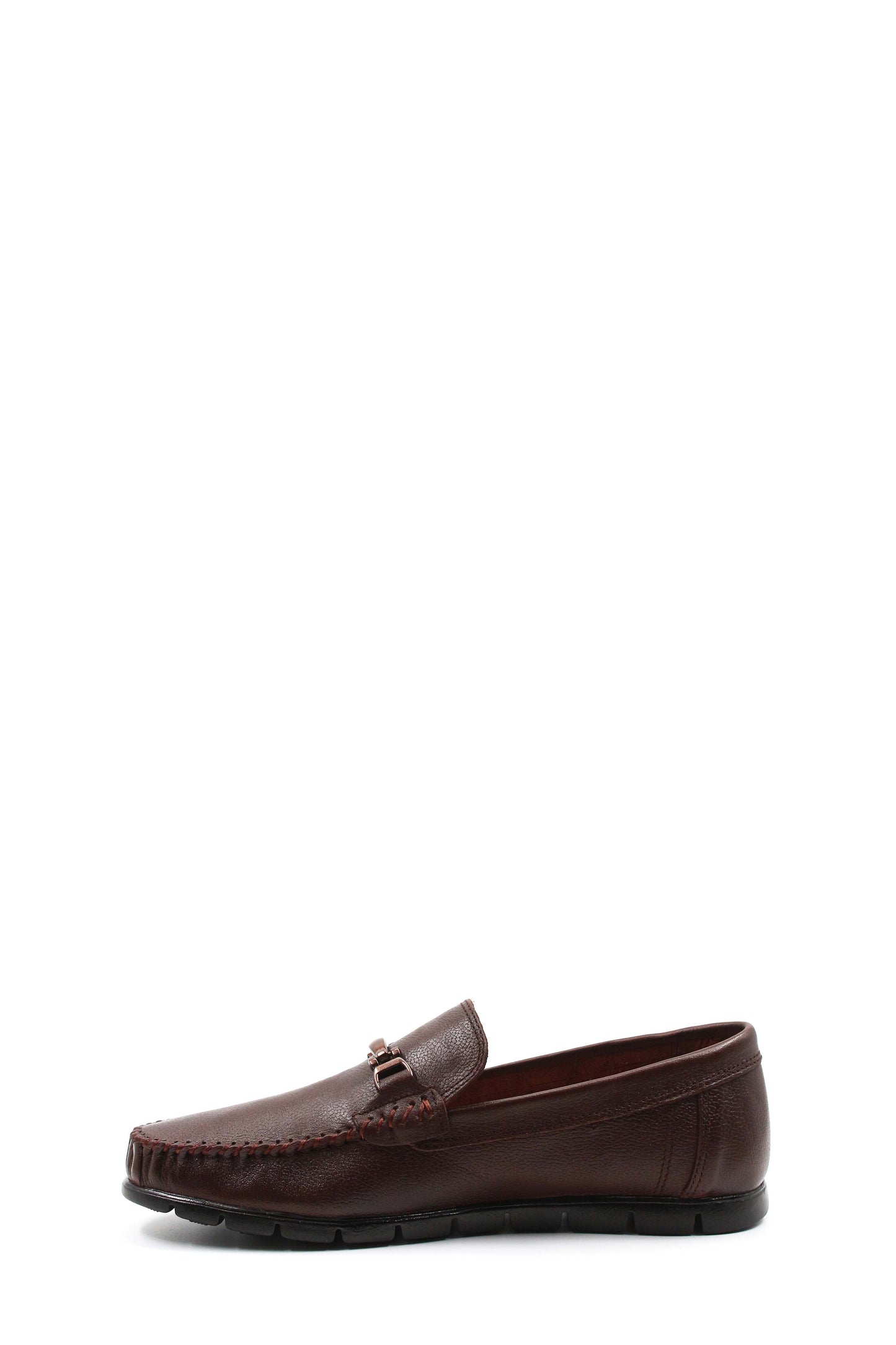 Men's Brown Leather Buckle Moccasins-Wessi
