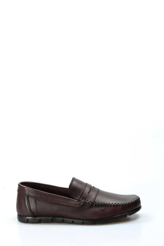 KOALA SYDNEY  Men's Brown Leather Loafers with Moc Toe Stitching