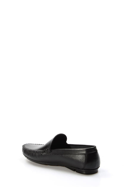 KOALA SYDNEY  Men's Black Leather Loafers with Moc Toe Stitching -