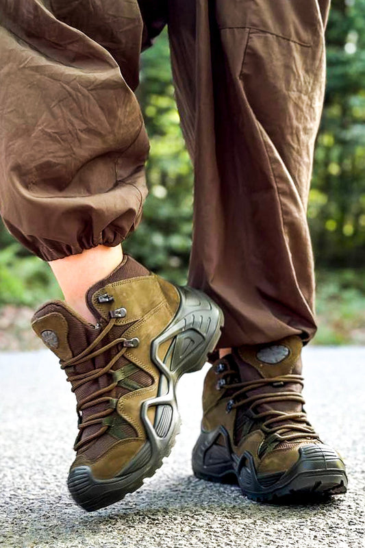KOALA SYDNEY Men's Olive Green Hiking Boots with Reinforced Sole