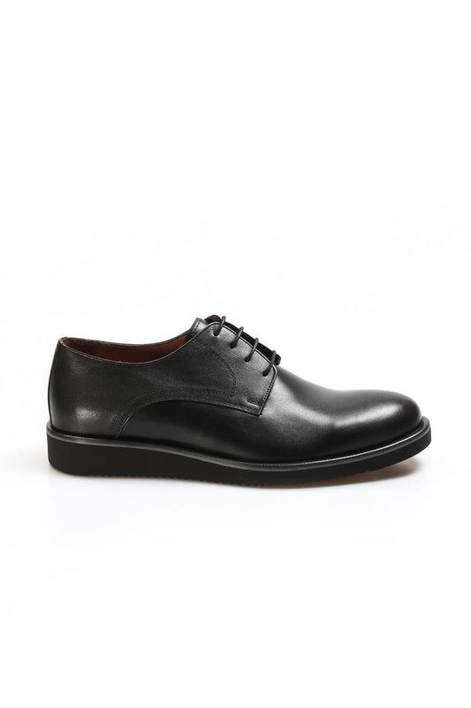 Men's Black Leather Derby Shoes with Sleek Design