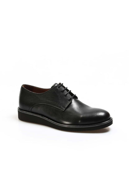 Men's Black Leather Derby Shoes with Sleek Design