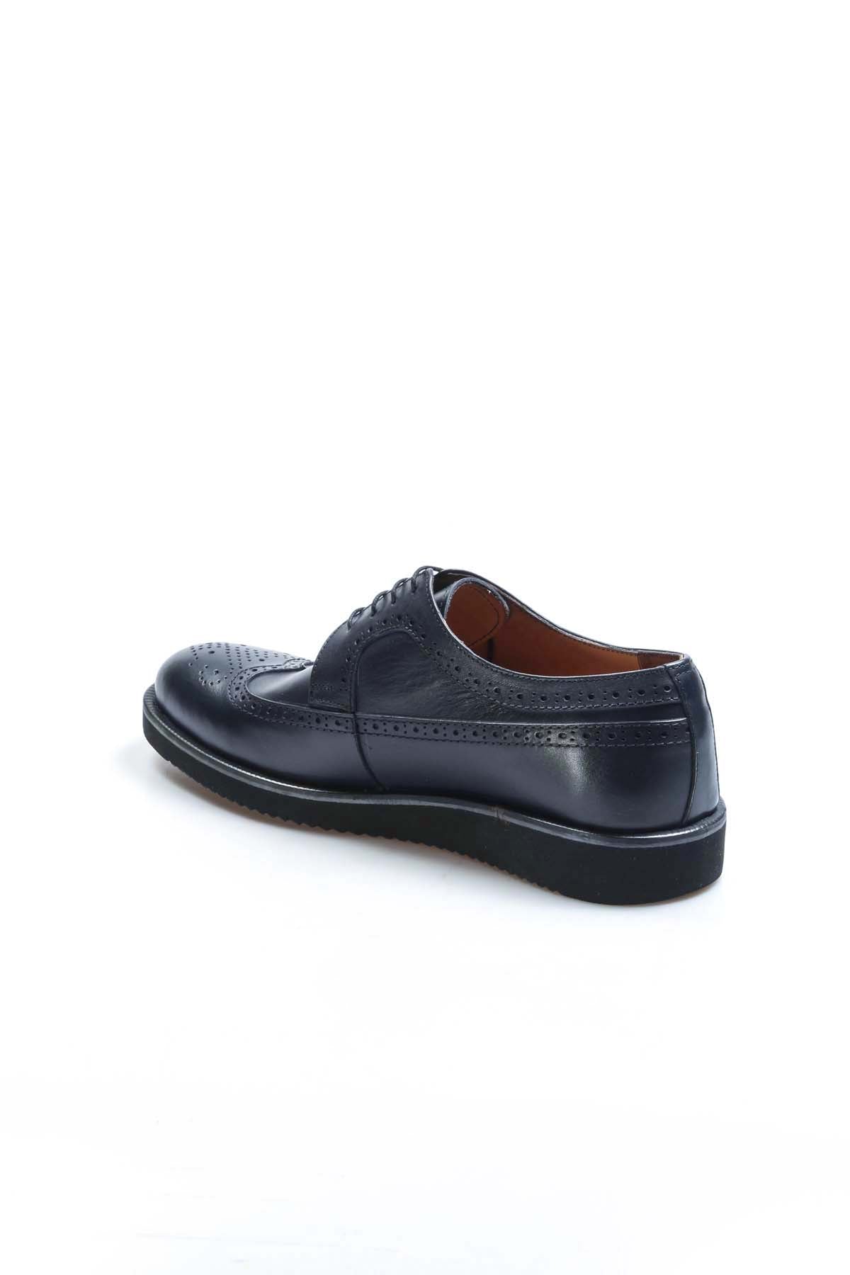 KOALA SYDNEY Men's Navy Leather Brogue Dress Shoes with Rubber Sole