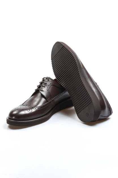 Men's Brown Leather Classic Oxford Shoes-Wessi