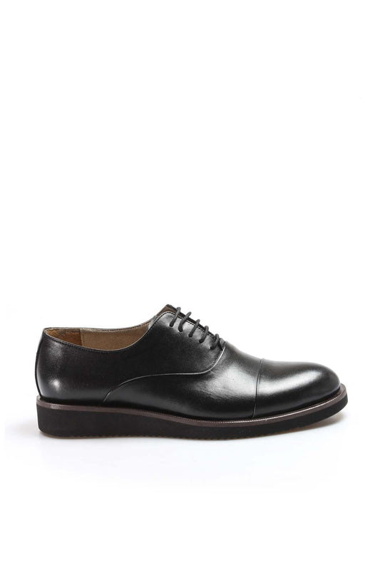 KOALA SYDNEY Men's Black Leather Oxford Shoes with Cushioned Sole and Matte Finish