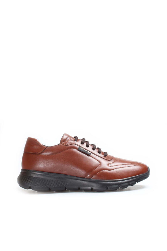 KOALA SYDNEY Men's Brown Leather Sneakers with Black Rubber Sole