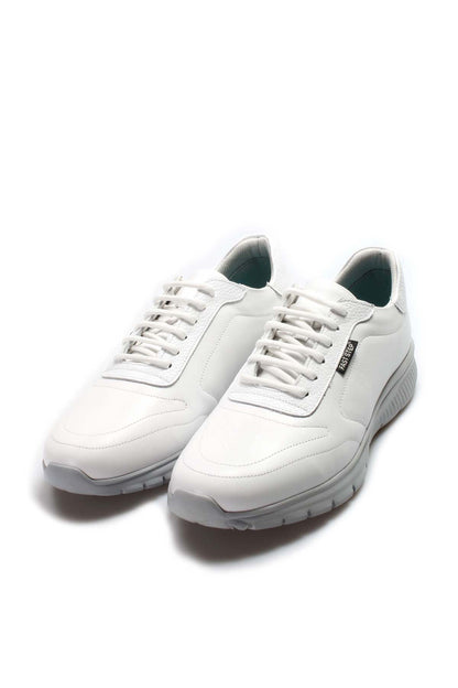 KOALA SYDNEY Men's White Leather Lace-Up Sneakers with Grey Sole