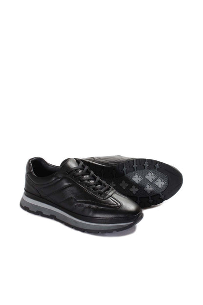 Black Leather Retro Sneakers Wessi
