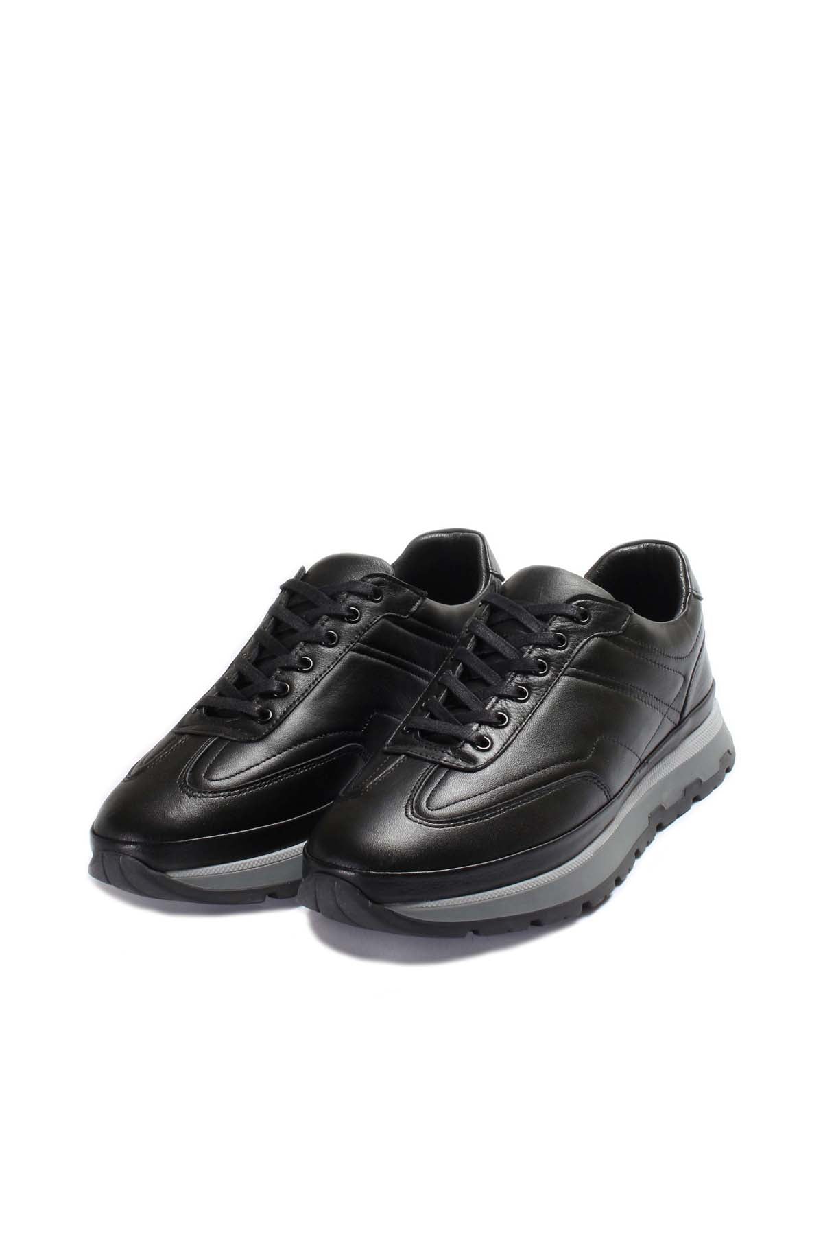 Black Leather Retro Sneakers Wessi