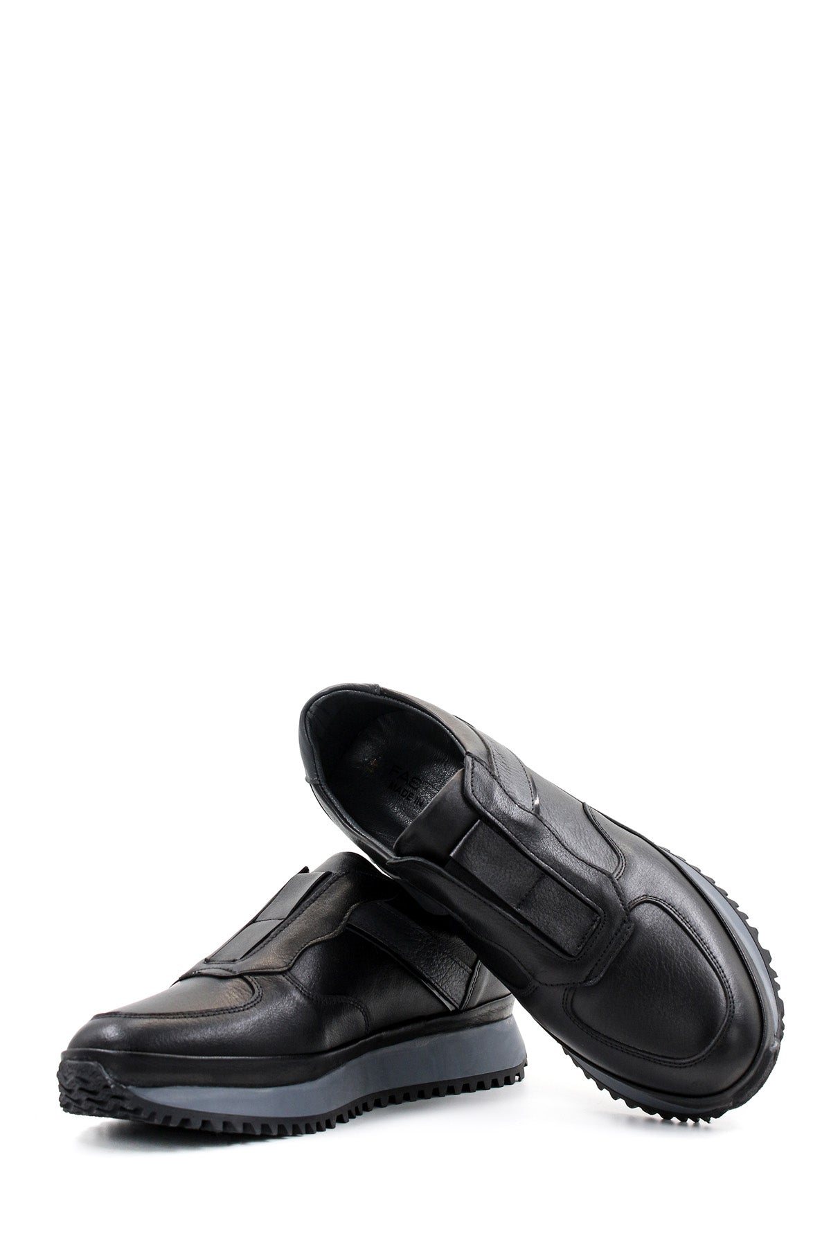 KOALA SYDNEY Men's Black Leather Slip-On Sneakers with Cushioned Sole