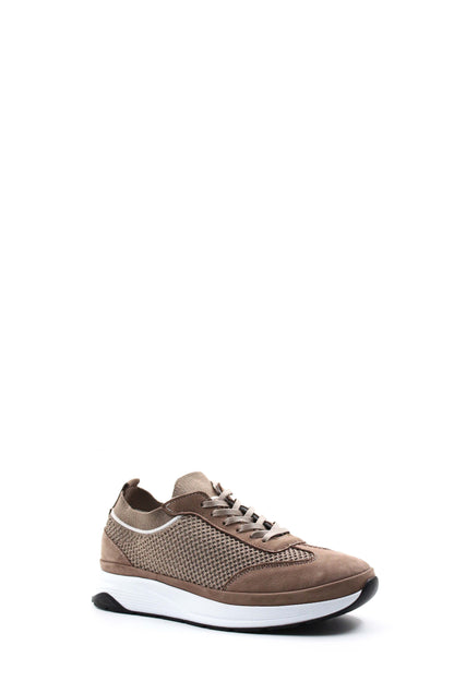 KOALA SYDNEY Men's Beige Suede and Mesh Lace-Up Sneakers