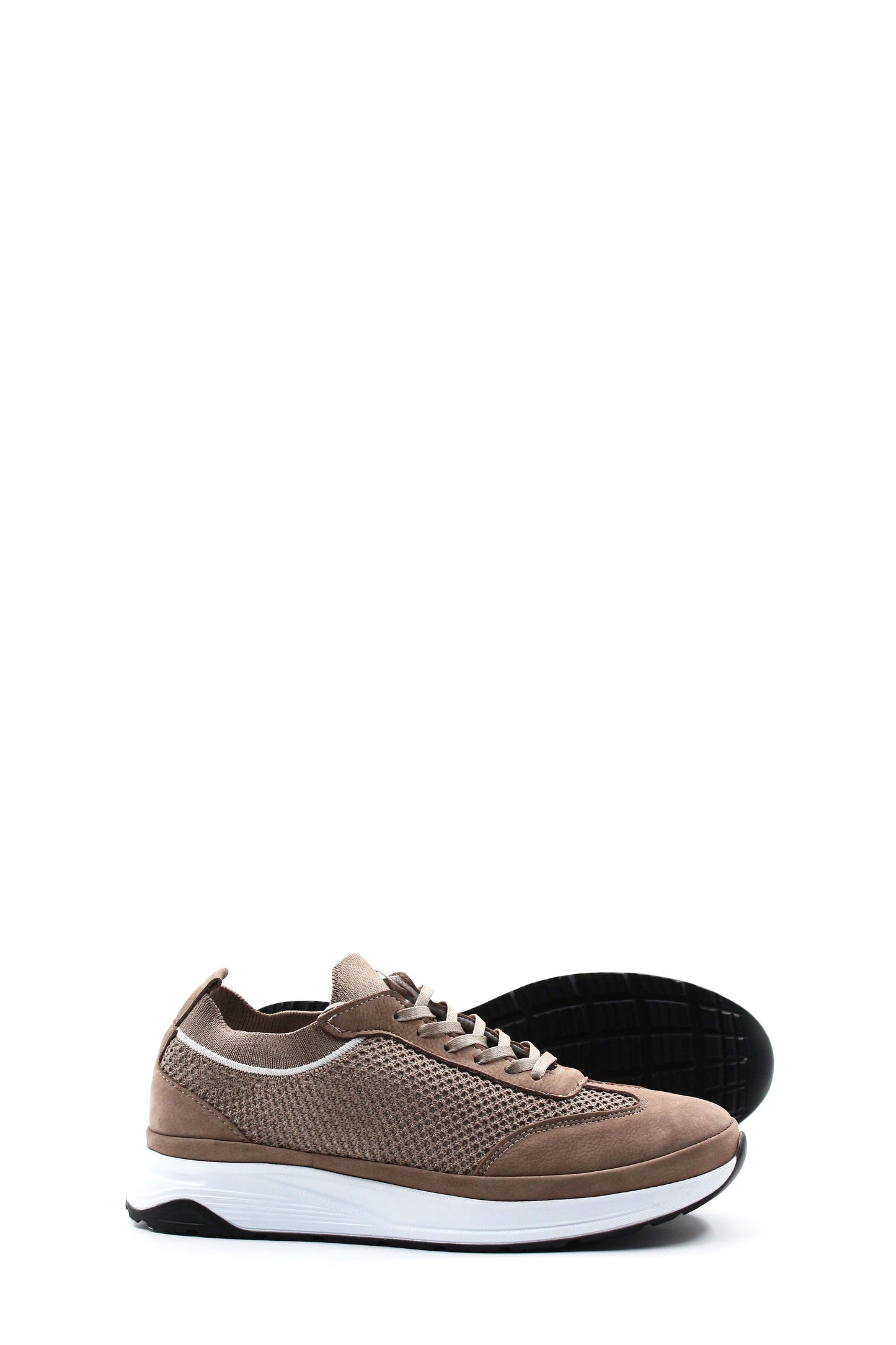 KOALA SYDNEY Men's Beige Suede and Mesh Lace-Up Sneakers