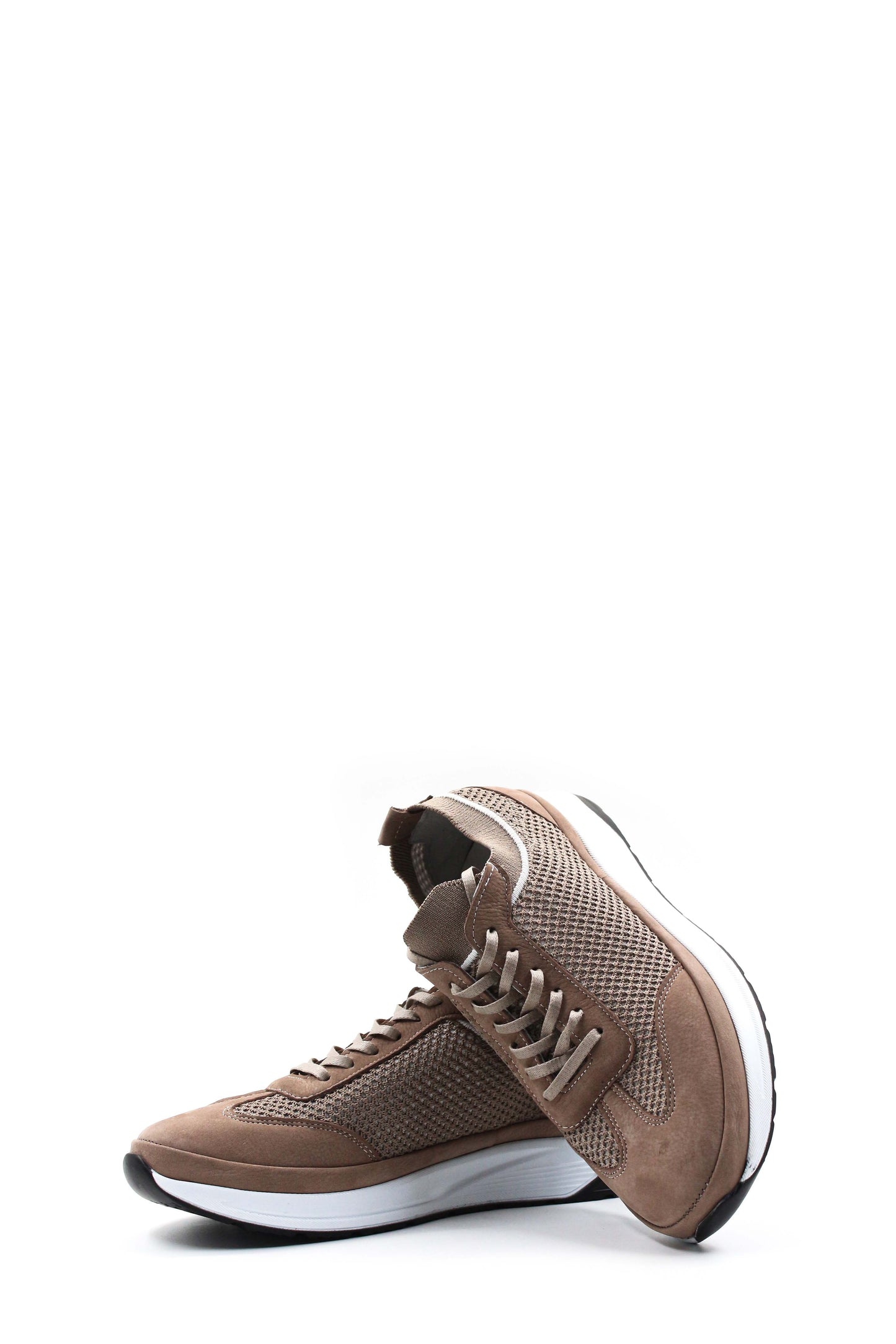 KOALA SYDNEY Men's Beige Suede and Mesh Lace-Up Sneakers