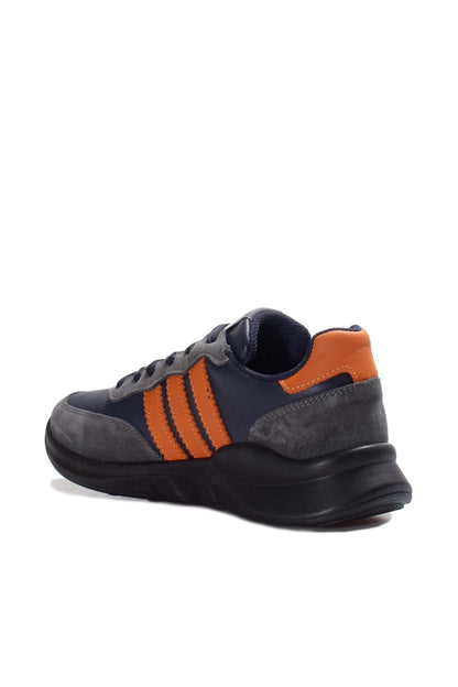 Men's Gray and Orange Stripe Sneakers-Wessi