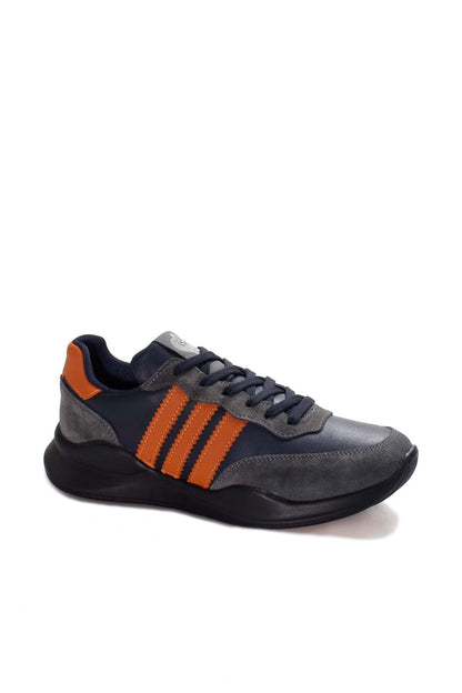 Men's Gray and Orange Stripe Sneakers-Wessi