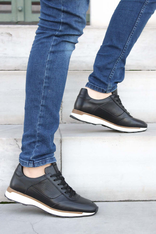 KOALA SYDNEY  Men's Black and Brown Leather Sneakers-Wessi